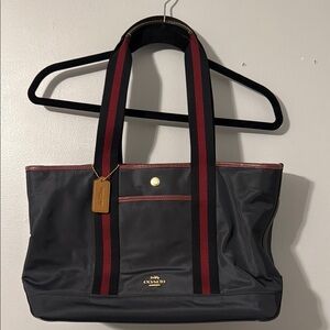 Coach Black and Red Tote Bag with Sporty Straps